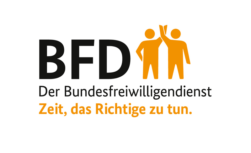 Logo Bundesfreiwilligendienst mit Slogan "Zeit, das Richtige zu tun.