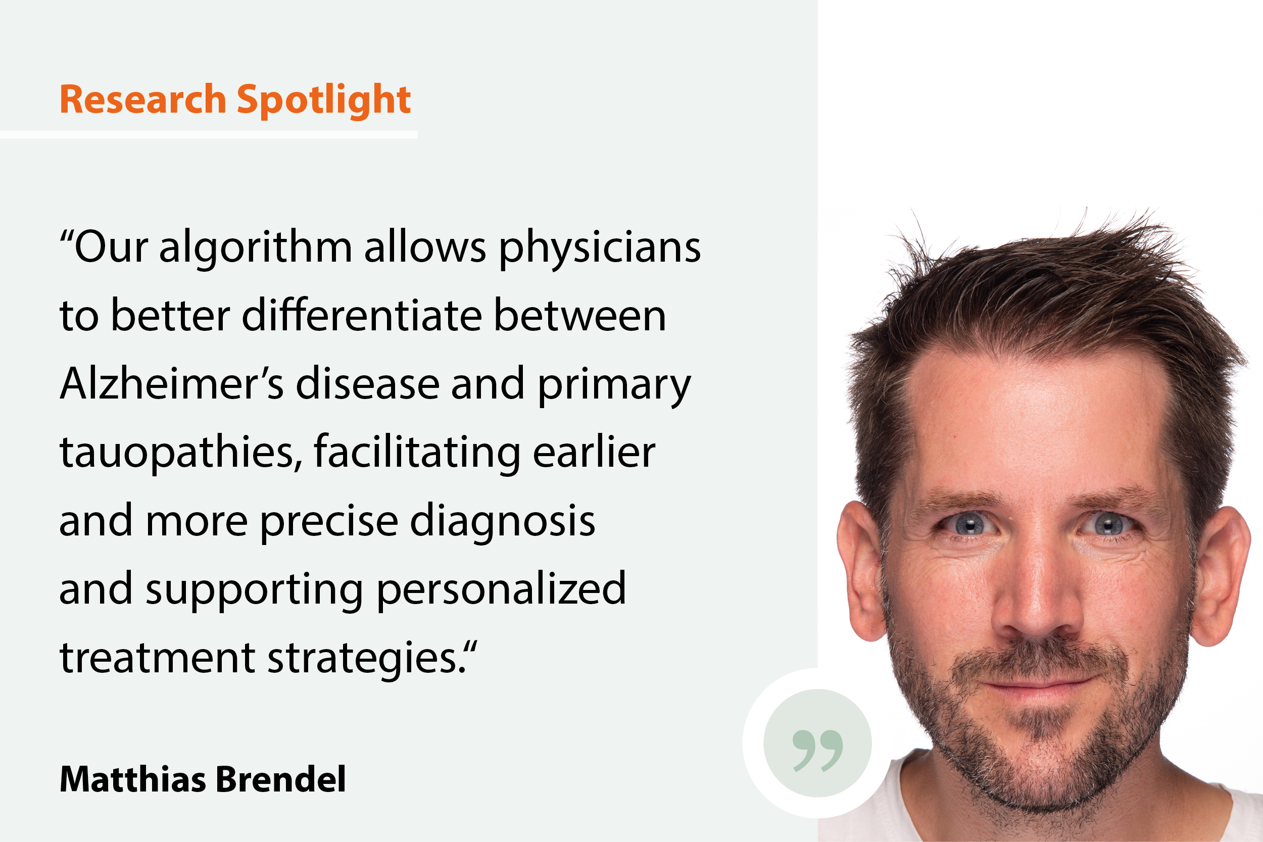   Research Spotlight: photo of researcher with citation on impact of research