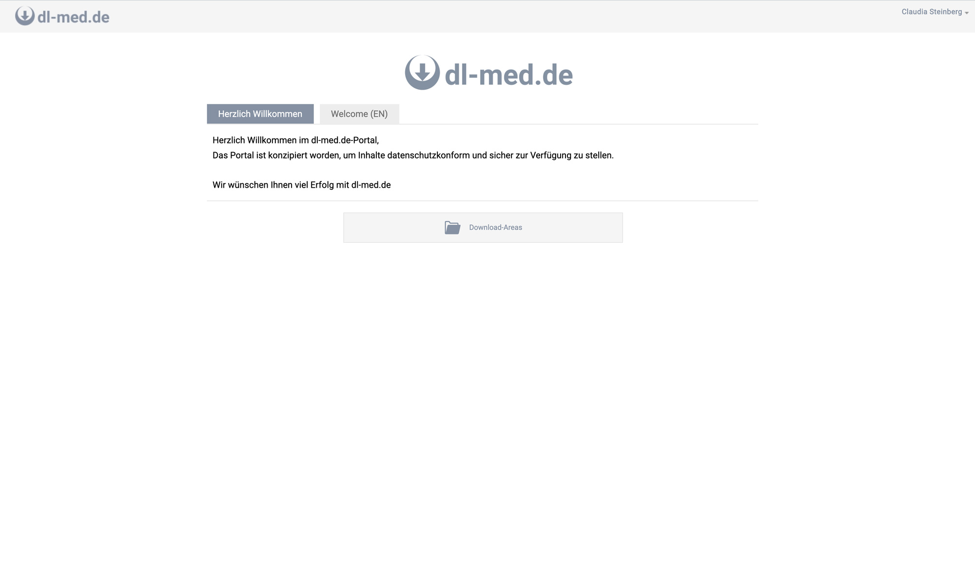 Übersichtsseite von dl-med nach dem Login