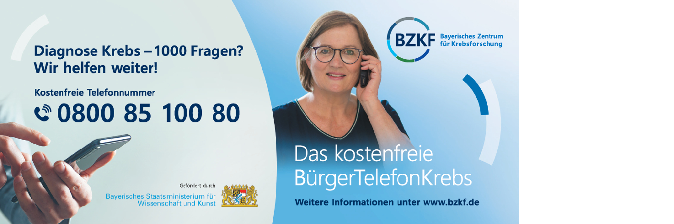 Bild: BZKF-Anzeige Bürgertelefon „Bayern gegen Krebs“