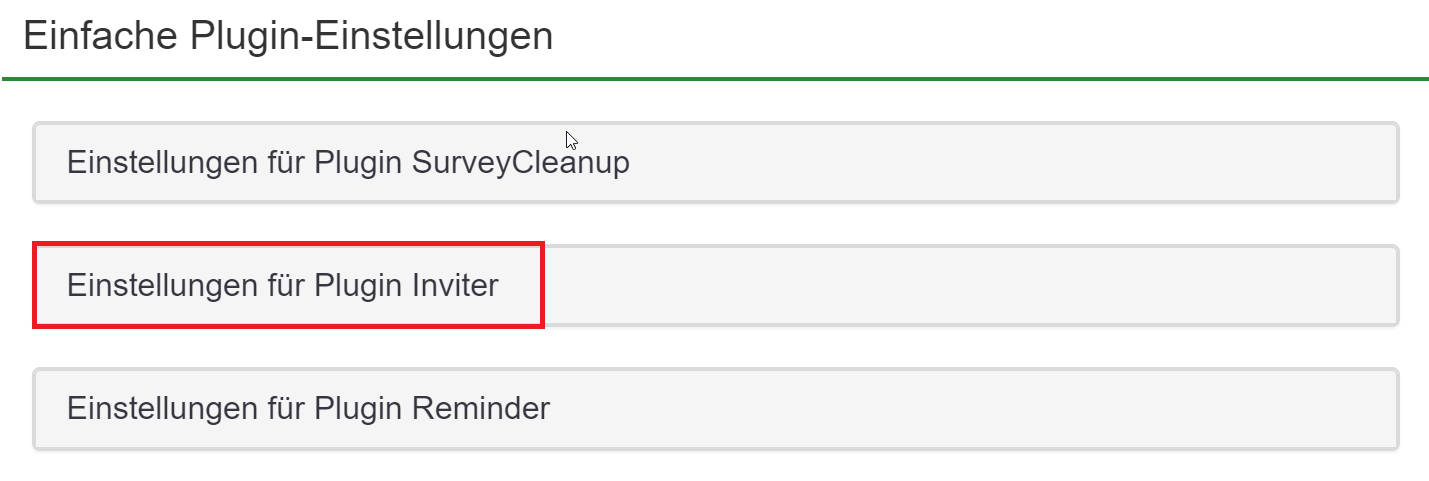 Aufrufen der Einstellungsmöglichkeiten der verschiedenen Plugins