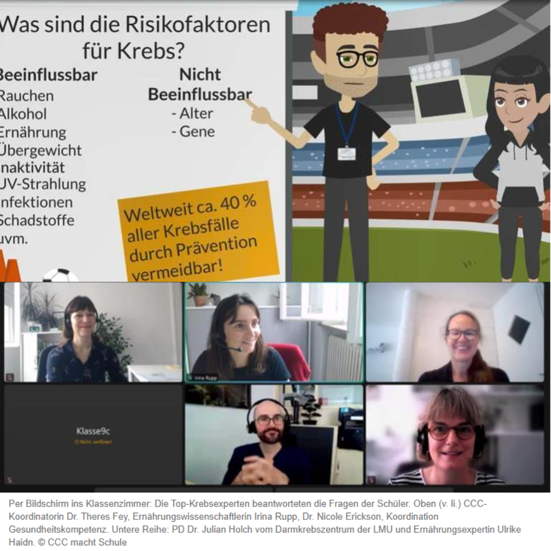 Ausschnitt eines Videos aus dem Projekt CCC mach Schule, darunter ein Ausschnitt aus der virtuellen Fragestunde mit den Experten