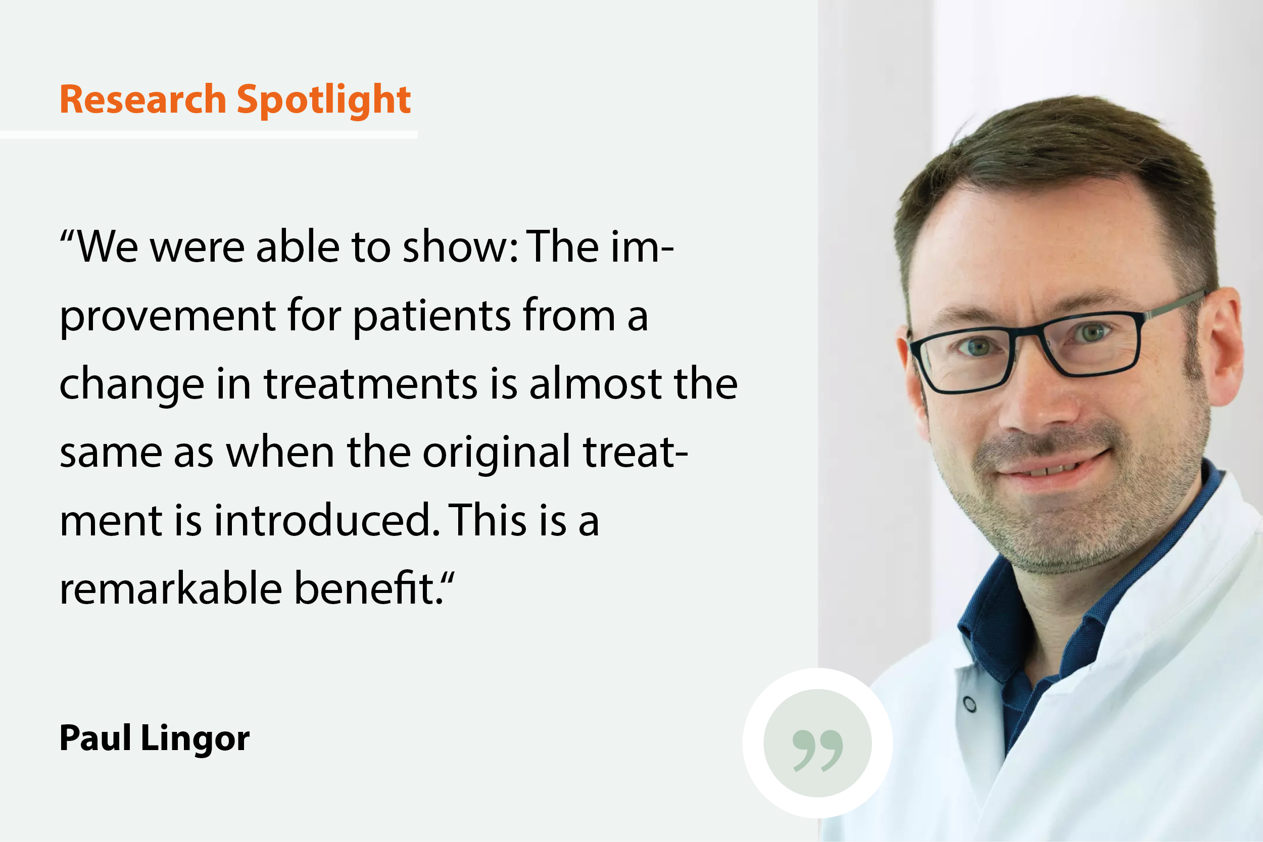  Research Spotlight: Photo of the researcher and a quote about the impact of the research