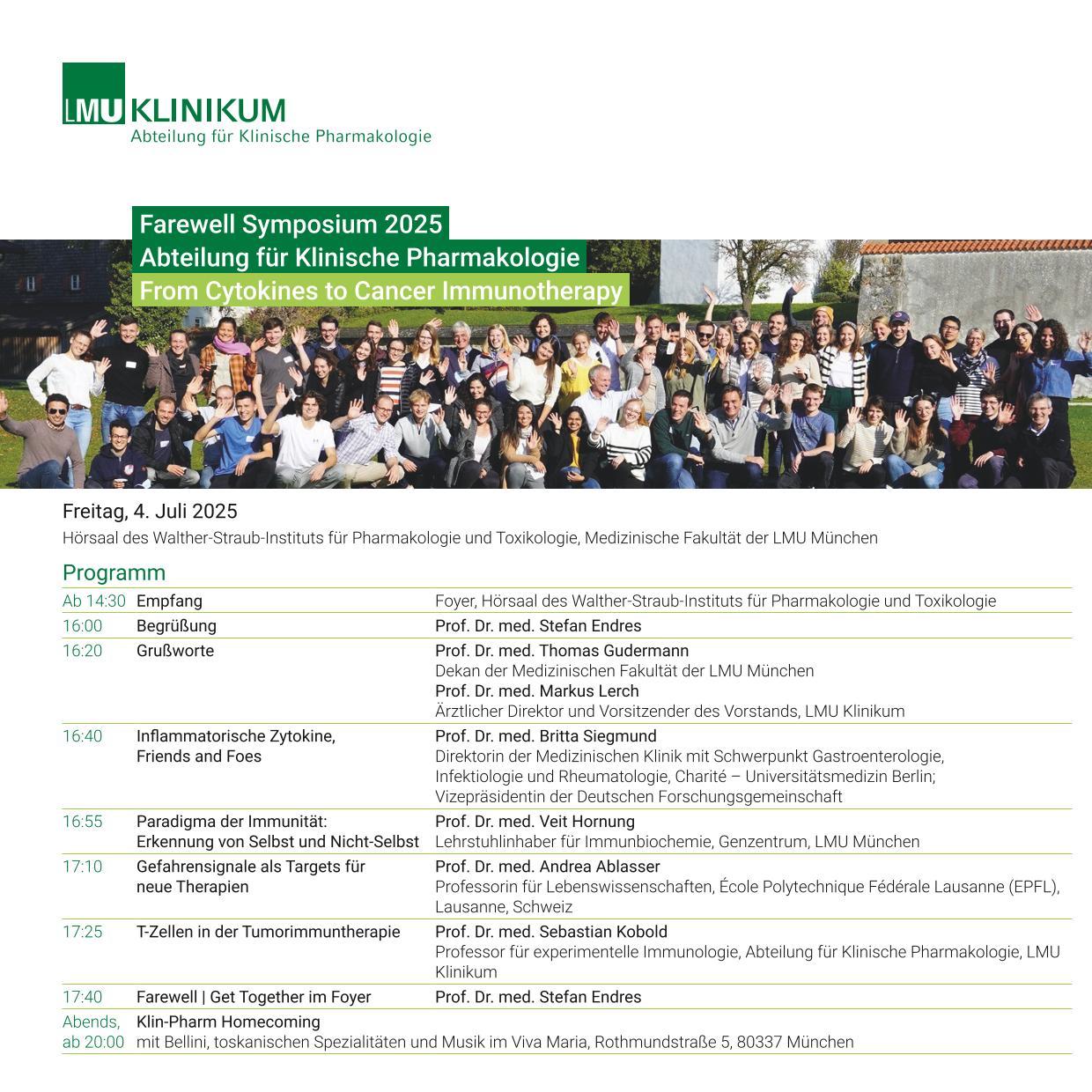 Farewell Symposium Ablauf