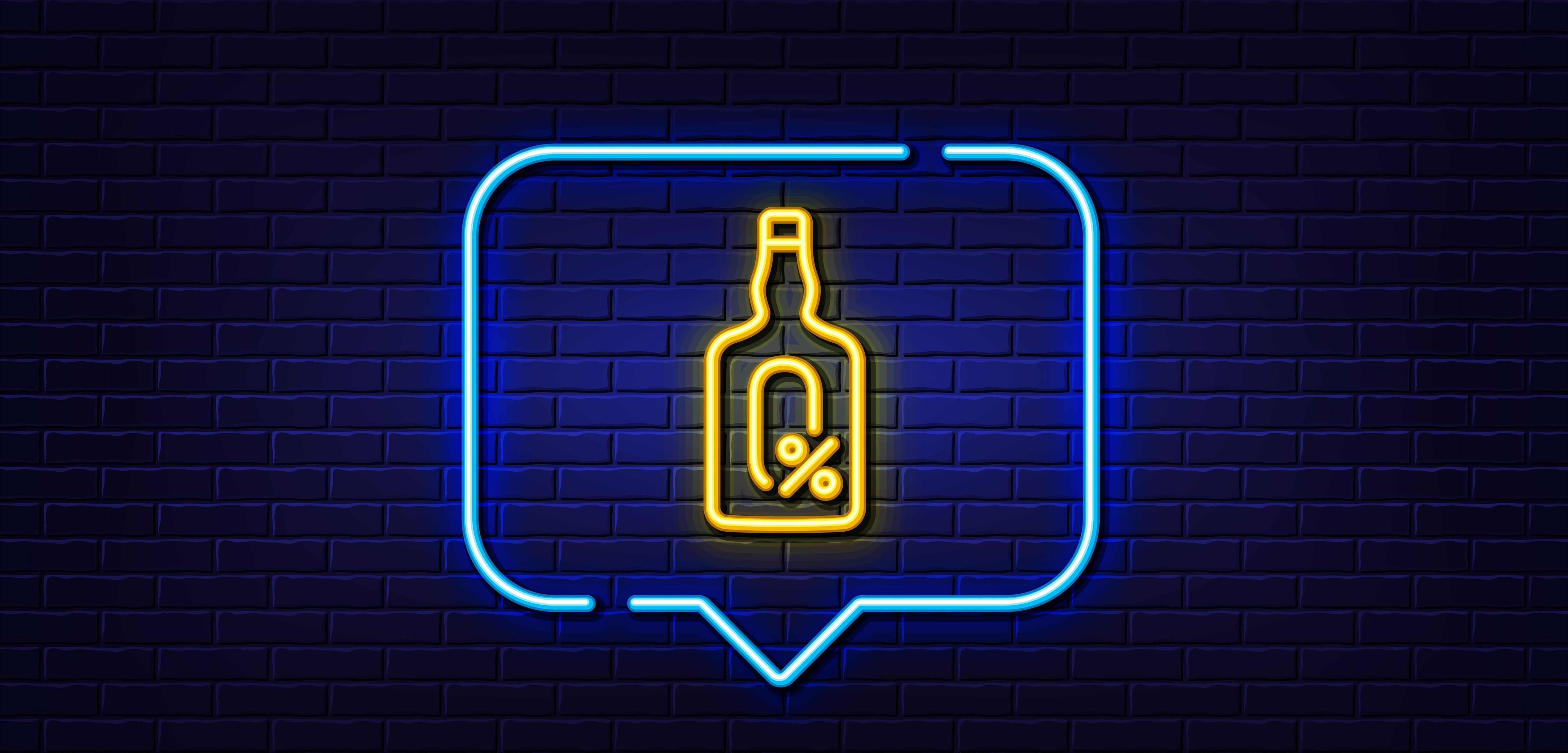 Leuchtschild auf dem eine gelbe Flasche mit der Aufschrift 0 Prozent zu sehen ist