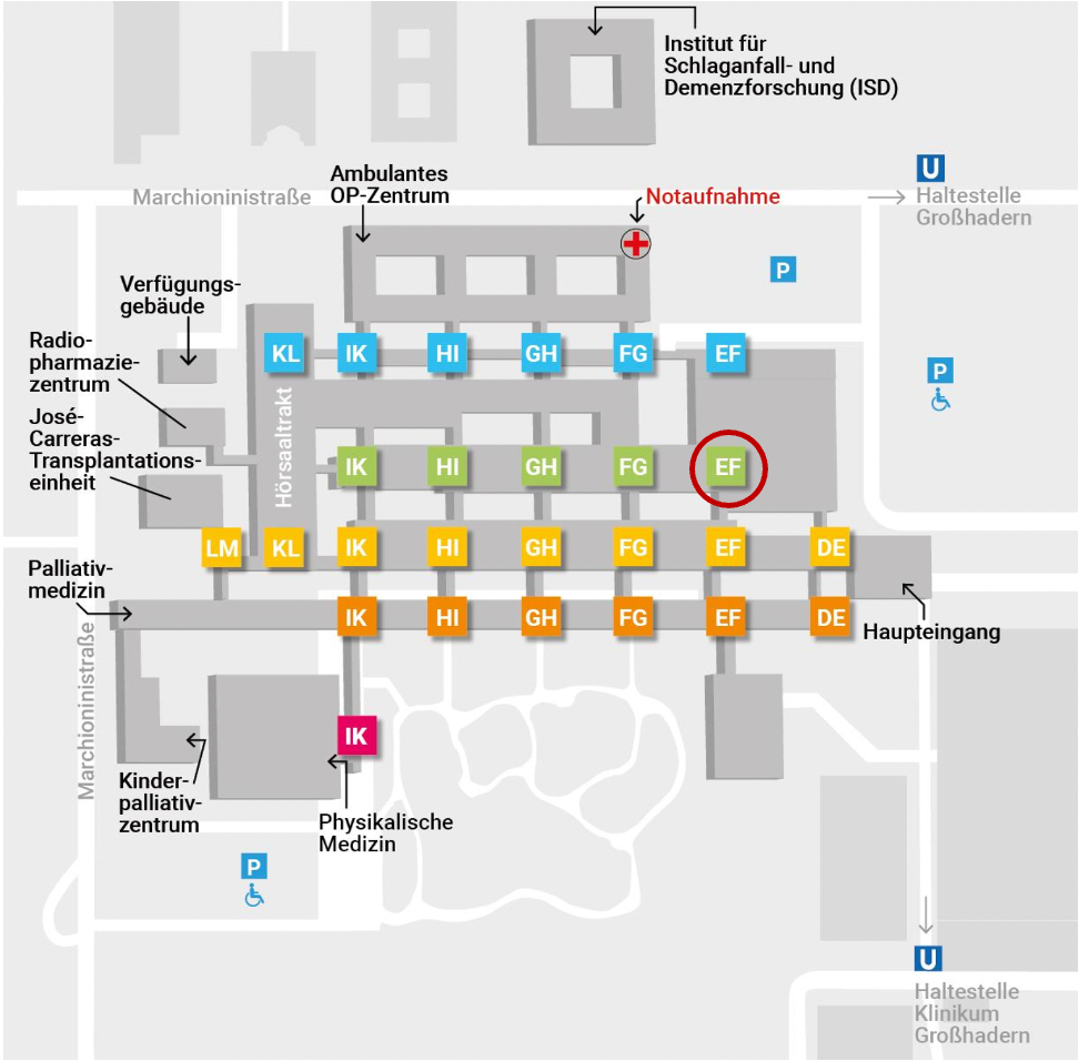 Weg zur Herzklappenambulanz in Großhadern