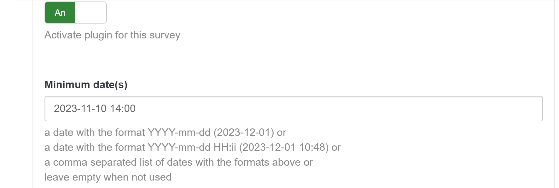 Einstellungen im Plugin Reminder in LimeSurvey
