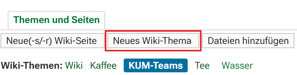 Schriftzug mit Neues Wiki-Thema