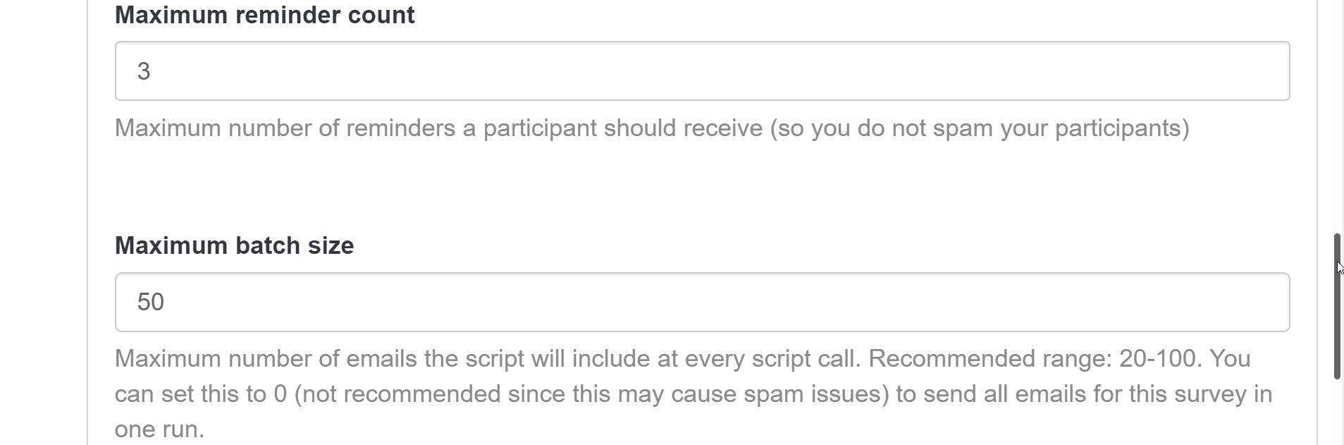 Einstellmöglichkeiten im Plugin Reminder, wie oft E-Mails verschickt werden sollen