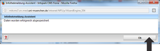 Infothek Eingabeassistent abgespeichert