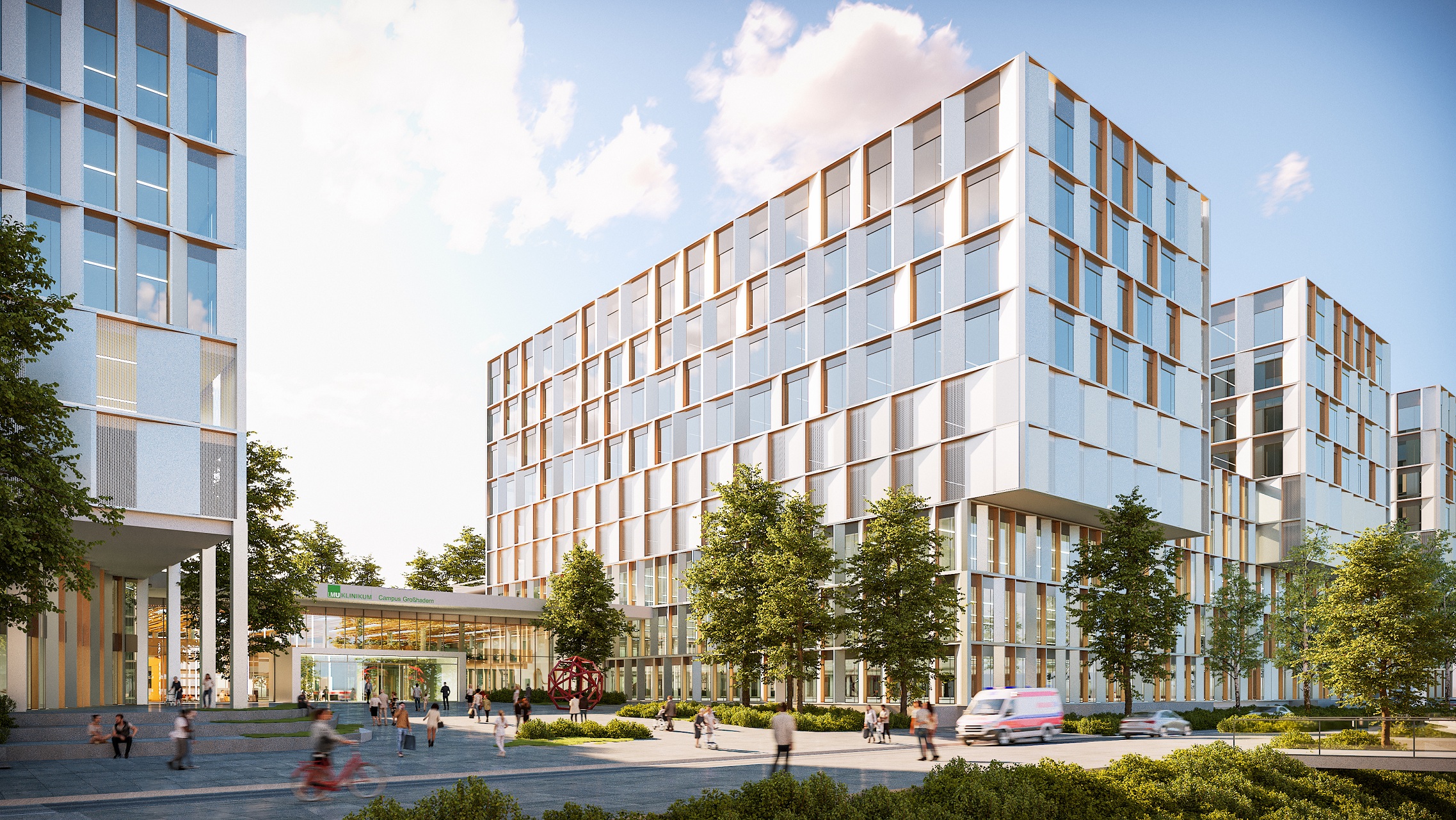 Visualisierung 1. Bauabschnitt Neubau Campus Großhadern | © HENN und C.F. Møller Architects