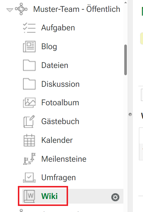 Arbeitsbereich Wiki in KUM-Teams