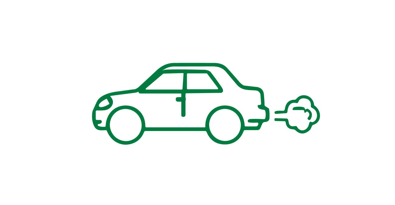 Icon mit einem Auto mit einer Auspuffwolke