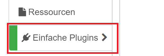 Menüpunkt "Einfache Plugins" in LimeSurvey