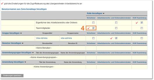 Lese- und Schreibzugriff für die Teammitglieder in der Zugriffssteuerung vergeben