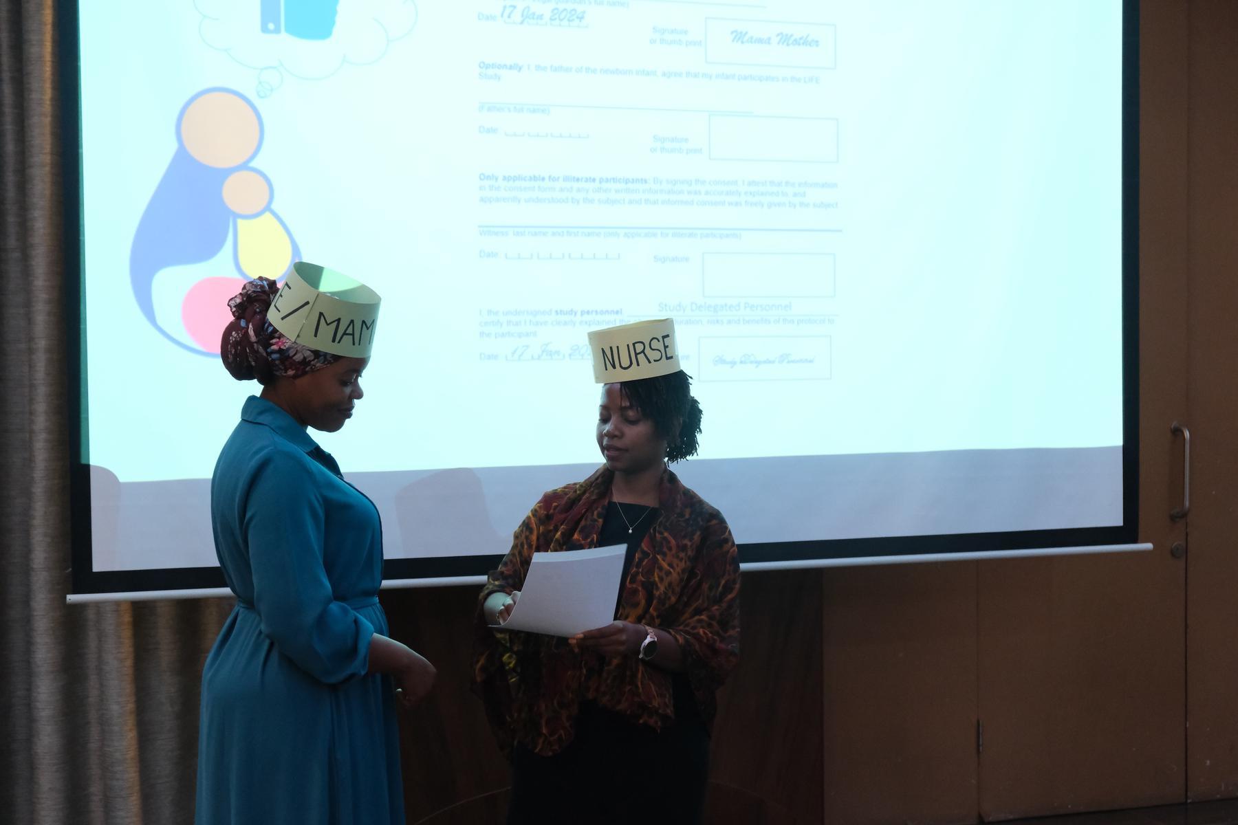 Role-play training during the LIFE2Scale Kick-off Meeting in Zanzibar (2024): Recruiting the first 