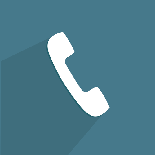weißes Telefonsymbol, das für eine Telefon-Hotline oder Support-Kontakte steht