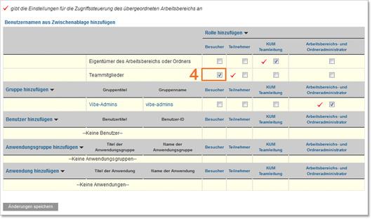 Lesezugriff für die Teammitglieder in der Zugriffssteuerung vergeben