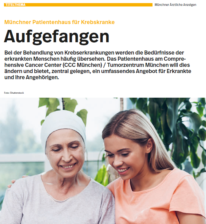 Screenshot des Artikels "Aufgefangen - Patientenhaus" der Münchner Ärztlichen Anzeigen